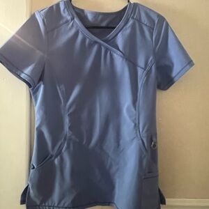 Light blue infinity scrub top